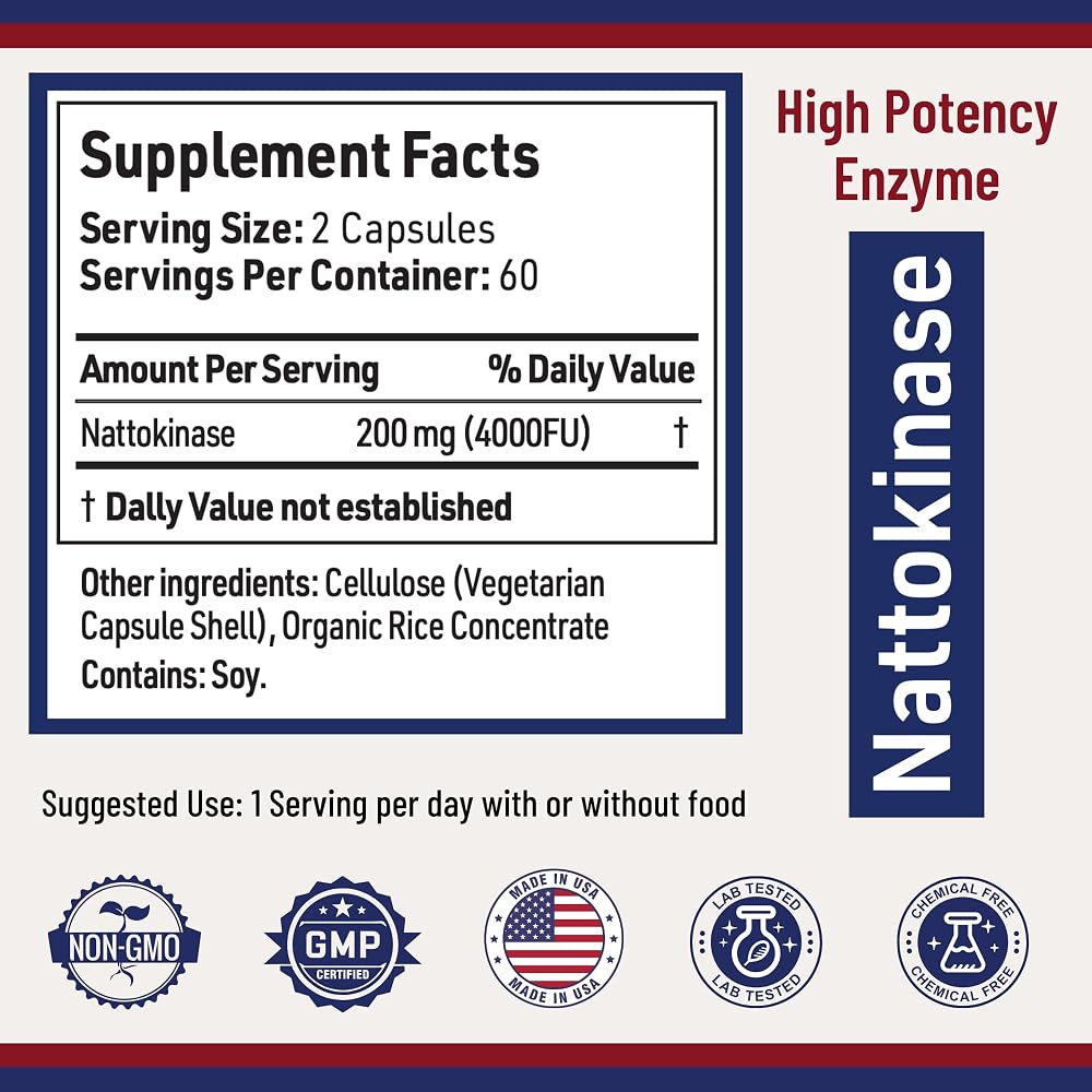 AgeImmune Nattokinase 4000 FU Enzyme Cardiovascular Support - 120 Capsules - image 5