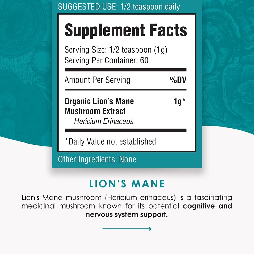 Purest Mushrooms Lion's Mane Powder for Memory & Focus - 60g - image 2