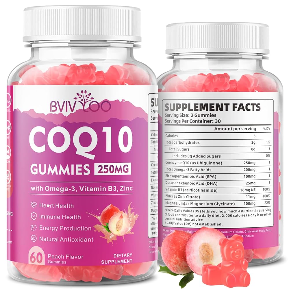 BVIVLOO CoQ10 Gummies 250mg Peach + Orange