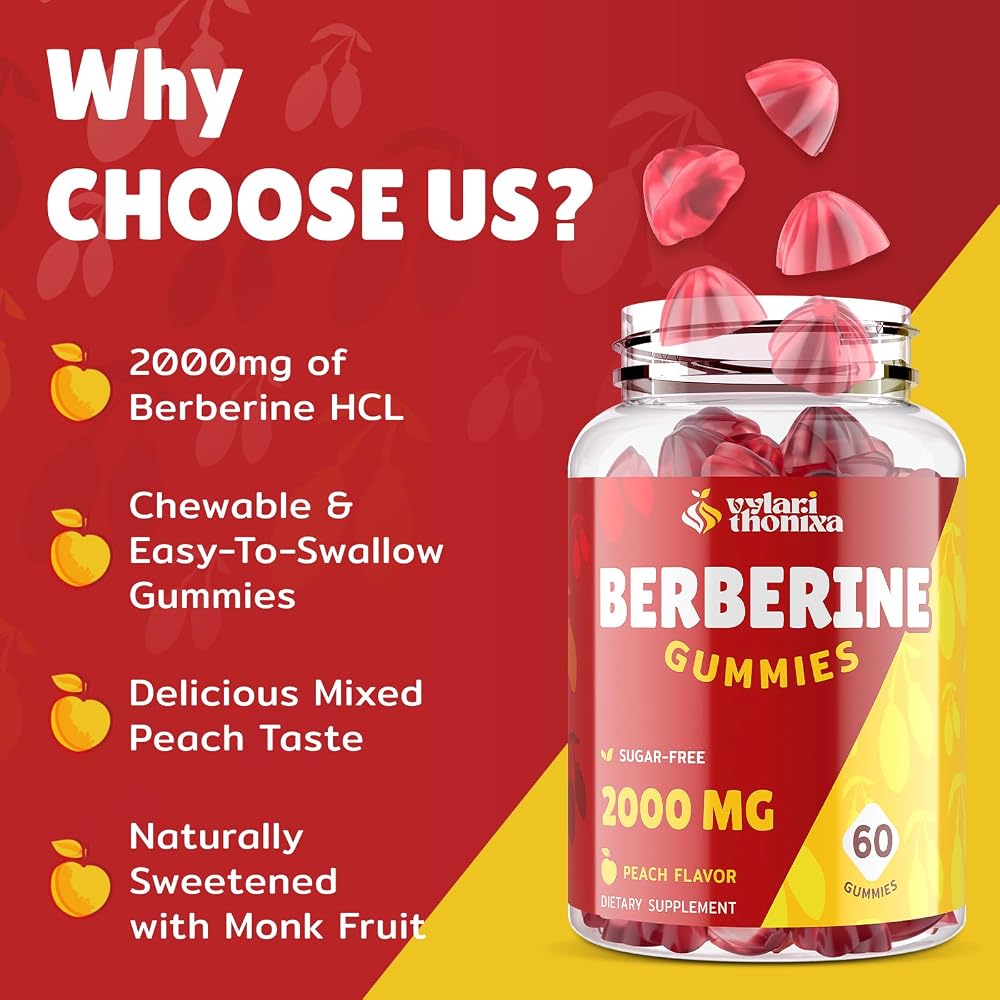 Vylarithonixa Berberine Supplement Gummies 2000 mg with Ceylon