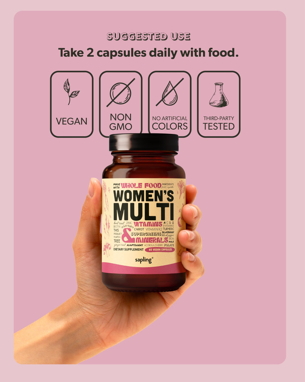 Sapling Multivitamin for Women with Methylated B Complex - 60 Capsules - image 5