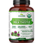 Zazzee USDA Organic Milk Thistle 50:1 Extract - 200 Capsules
