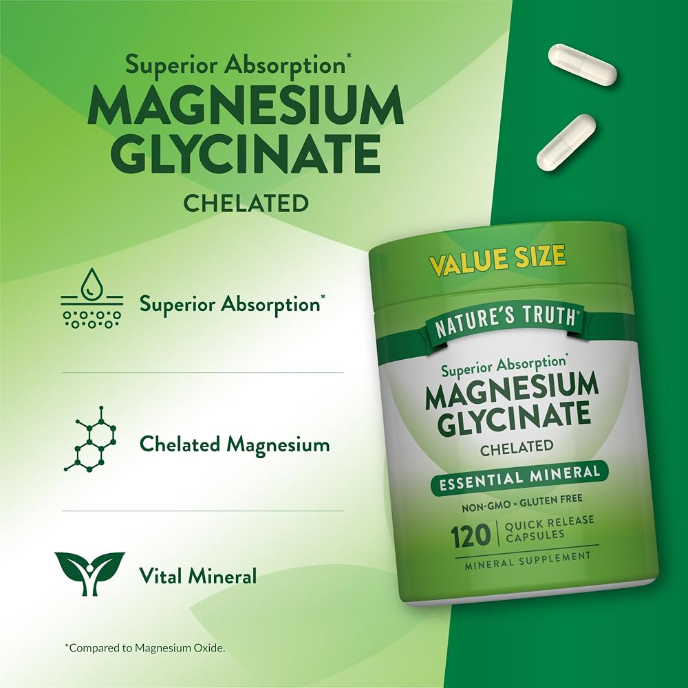 Nature's Truth Magnesium Glycinate 200mg - 120 Capsules - image 5