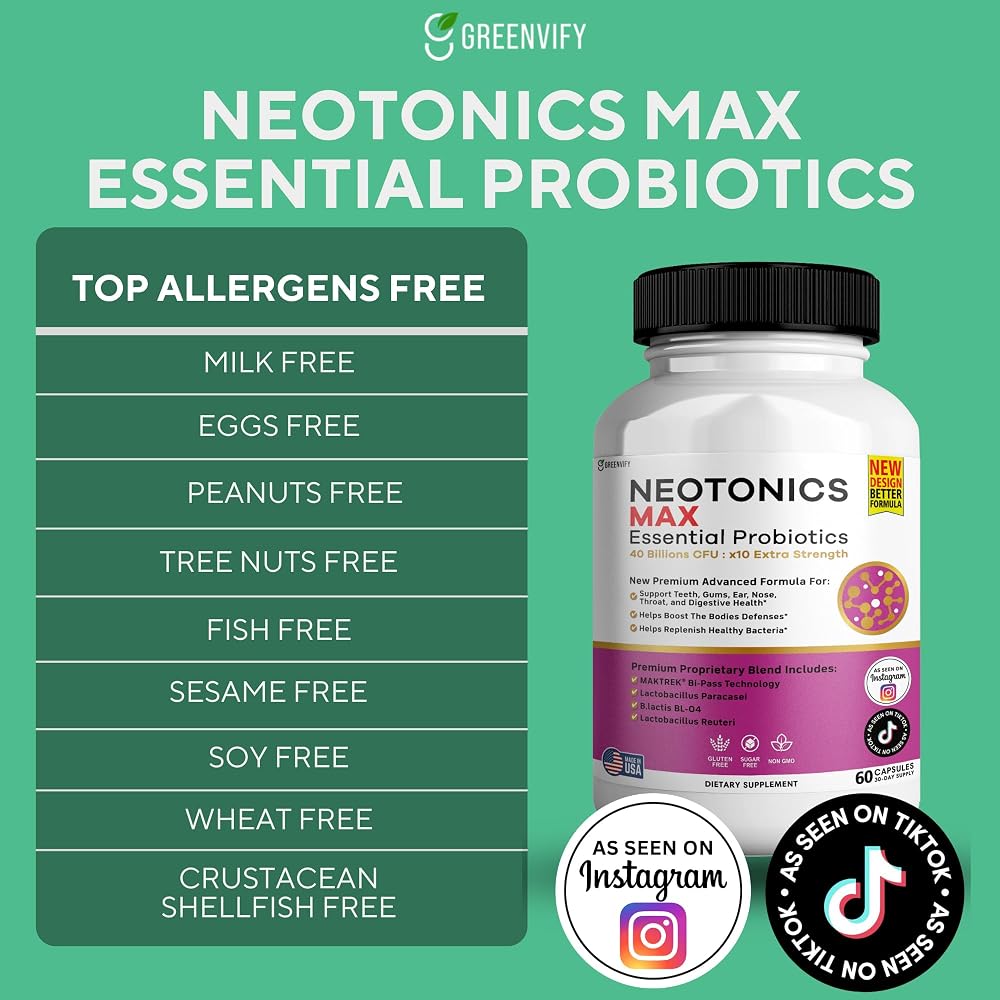 GREENVIFY NeoTonics Max Essential Probiotics for Gums and Teeth - 60 Capsules - image 3