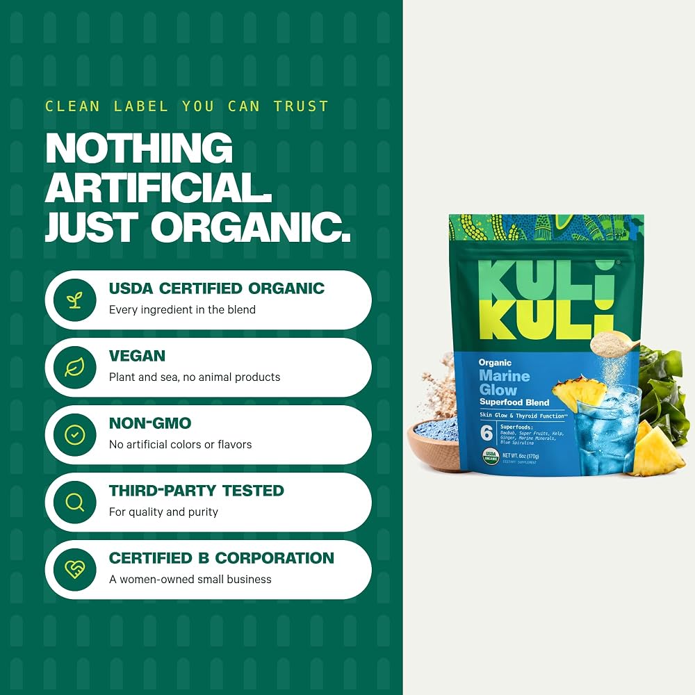 Kuli Kuli Organic Marine Glow Blue Spirulina Kelp Powder - 6oz - image 7