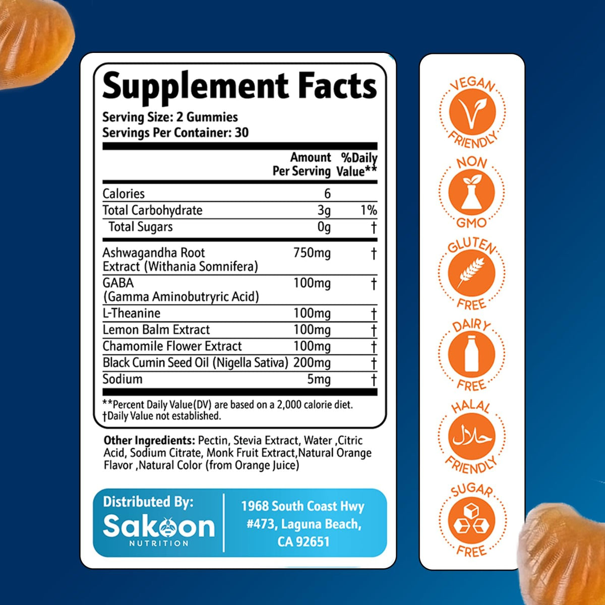 Sakoon 6-in-1 Stress Gummies for Calm & Sleep Support - 60 Count - image 2