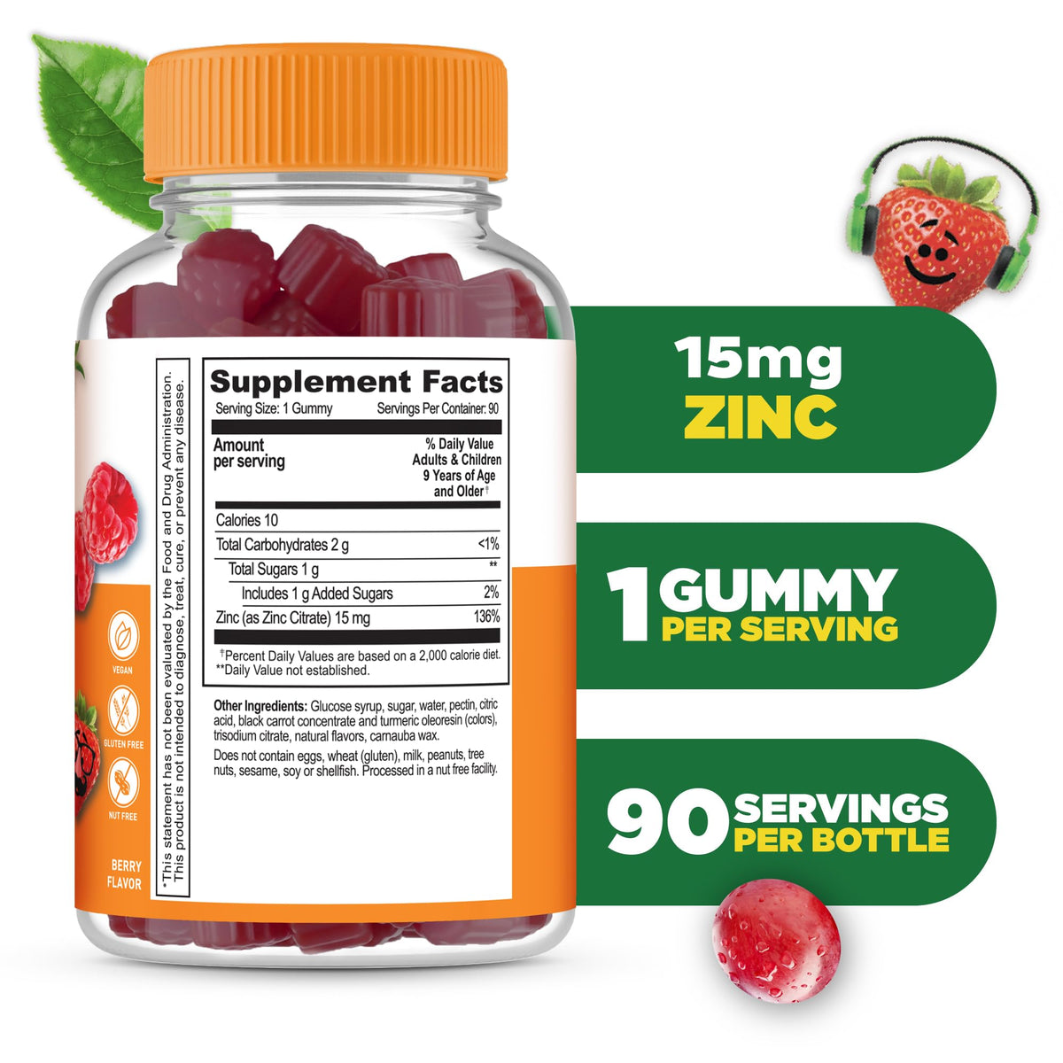 Lifeable Zinc for Kids 15 mg Berry Gummies - 90 Count - image 2