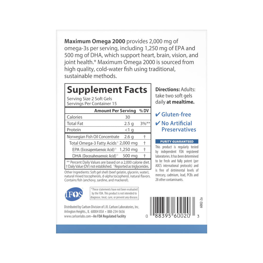 Carlson Maximum Omega 2000 Grab + Go Packs - 30 Softgels - image 6