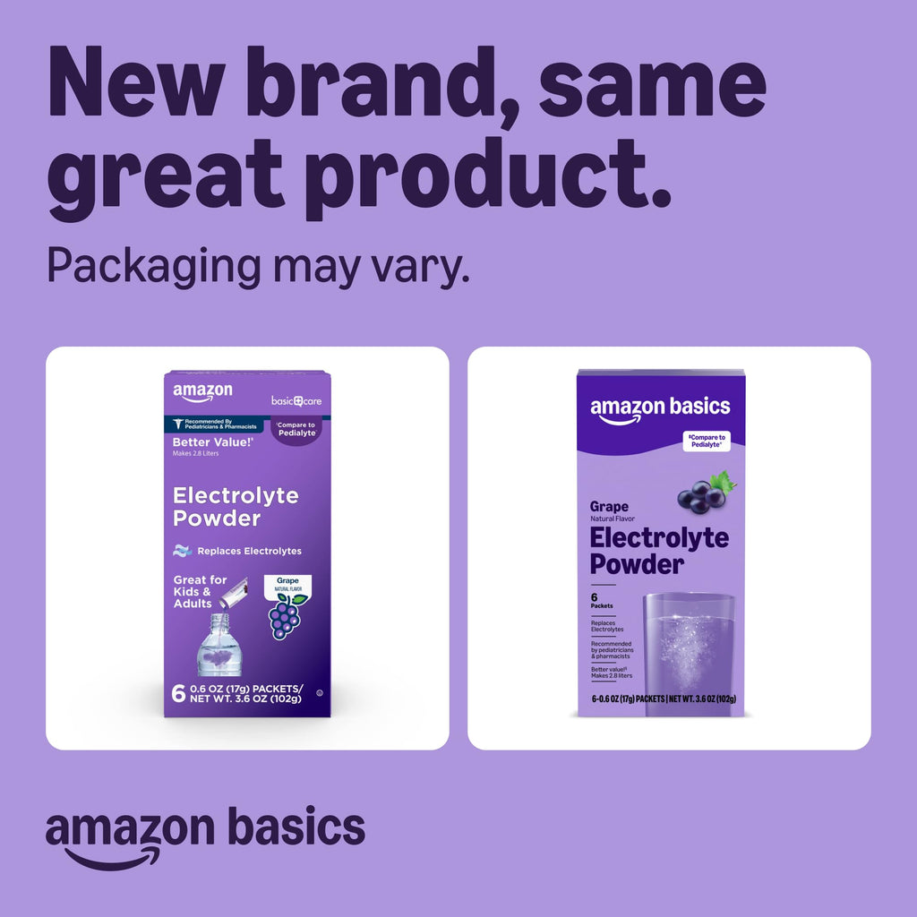 Amazon Basics Electrolyte Powder Packets, Grape Flavor - 6 Count - image 2