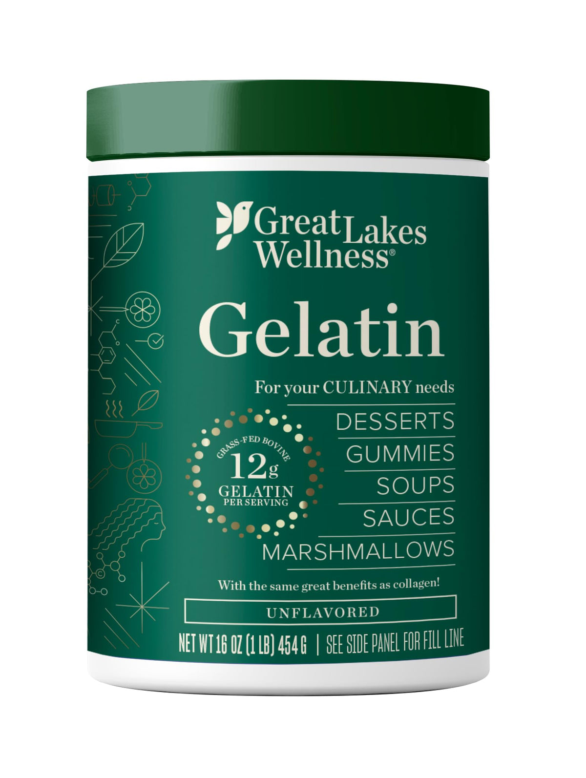 Great Lakes Wellness Beef Gelatin Powder Unflavored - 16 oz