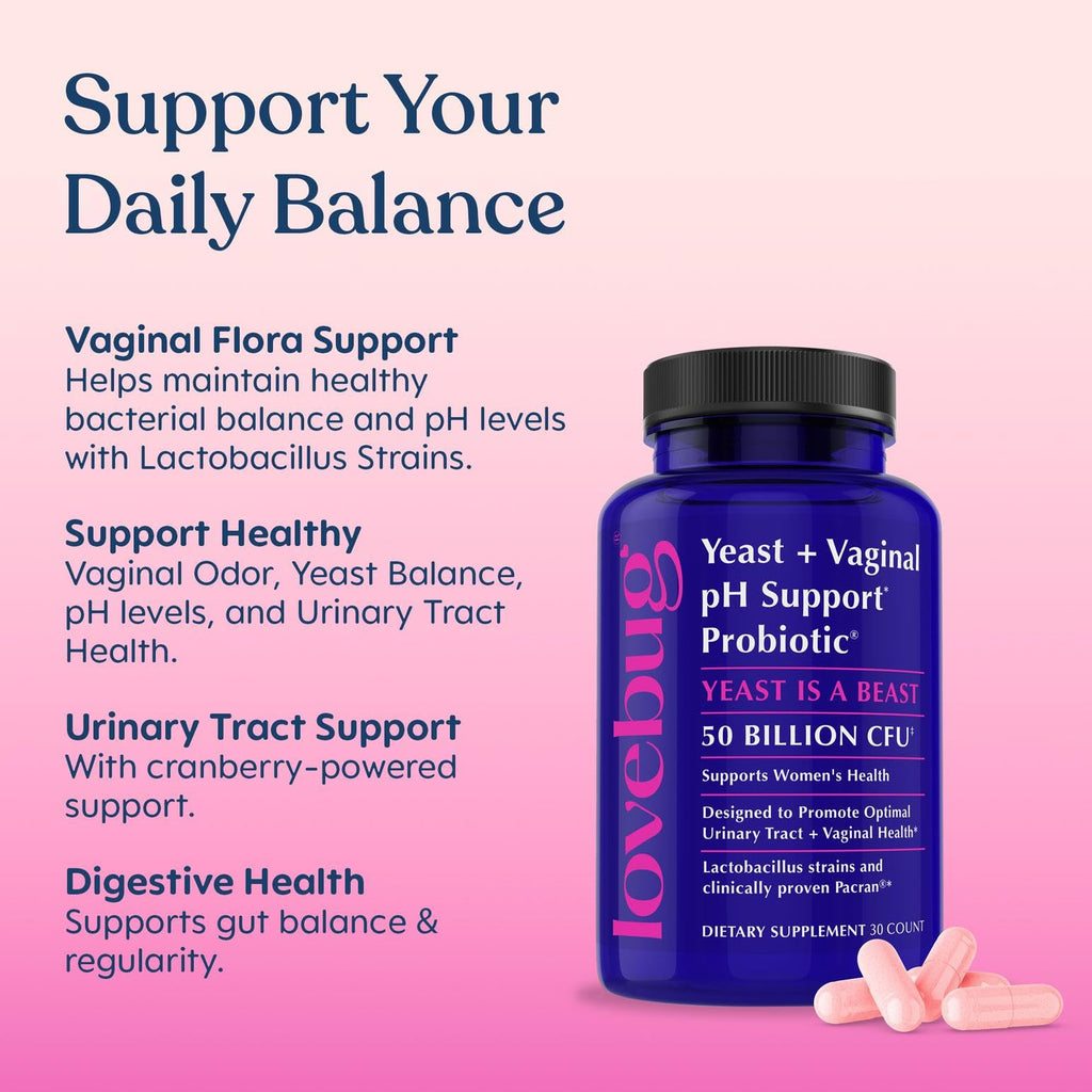 LOVEBUG Yeast + Vaginal pH Support Probiotic - 60 Capsules - image 4