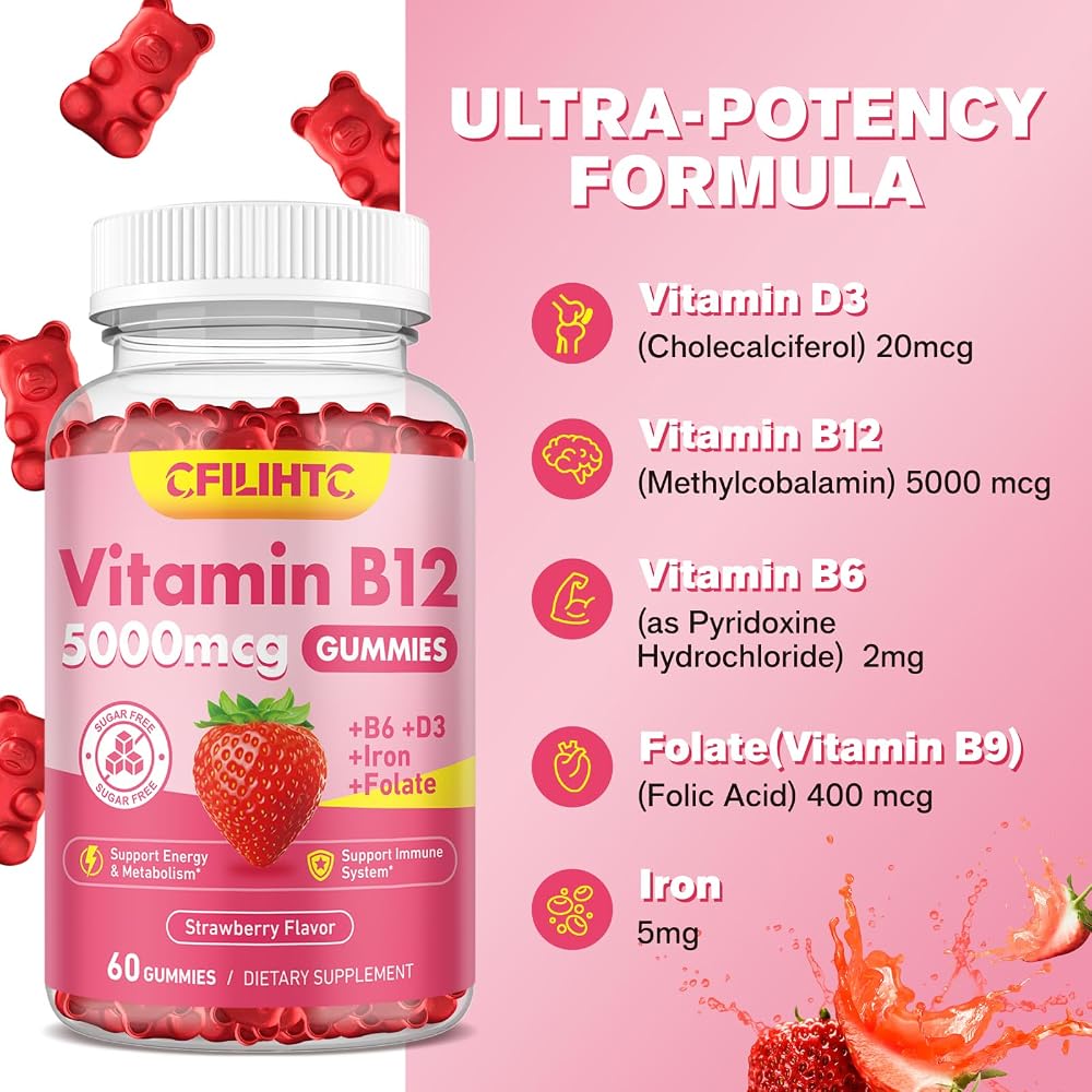 CFILIHTC Vitamin B12 Gummies for Women & Men