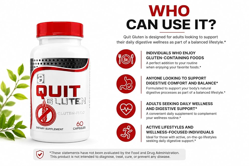 QUIT GLUTEN Digestive Supplement - 60 Capsules - image 4