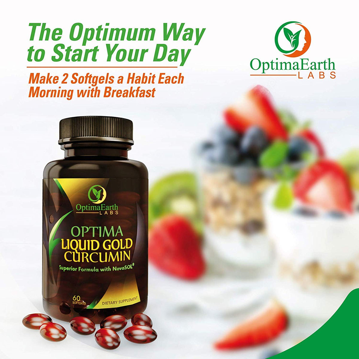 OptimaEarth Liquid Gold Curcumin with NovaSOL - 60 Softgels - image 4