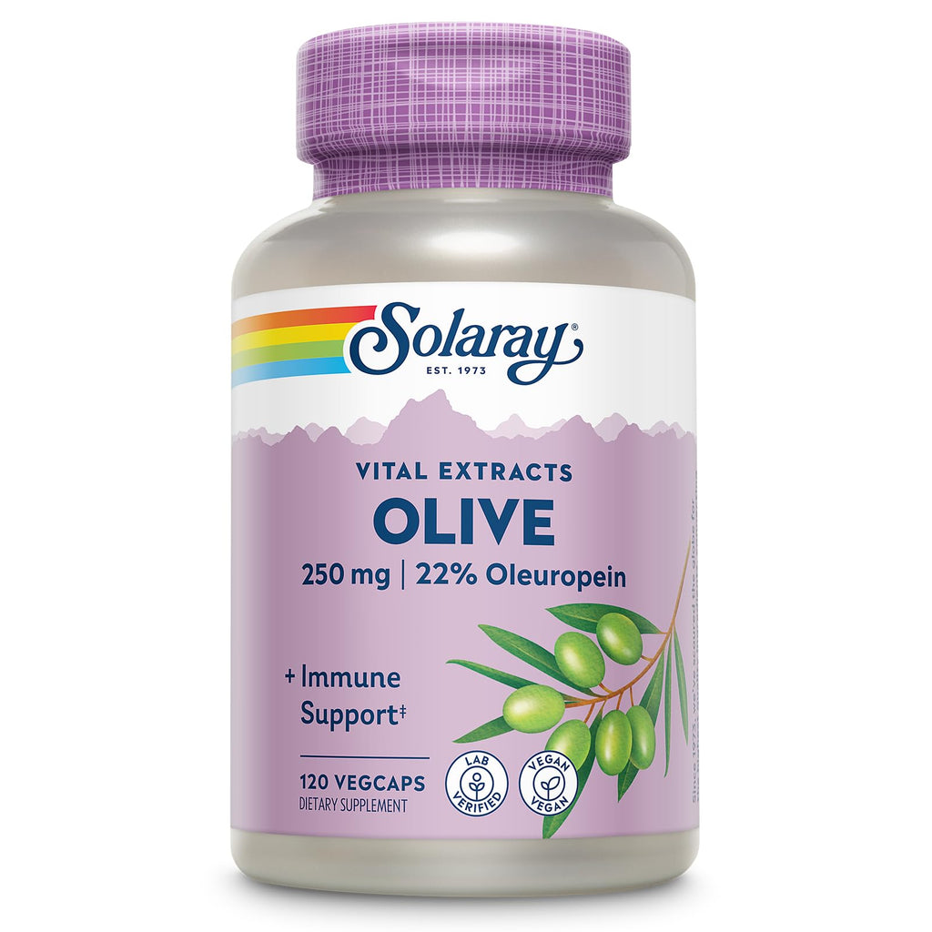 SOLARAY Olive Leaf Extract 250mg Wellness Support - 120 Vegetarian Capsules
