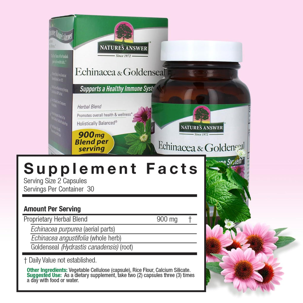 Nature's Answer Echinacea/Goldenseal Vegetarian Capsules - 60 Count - image 3