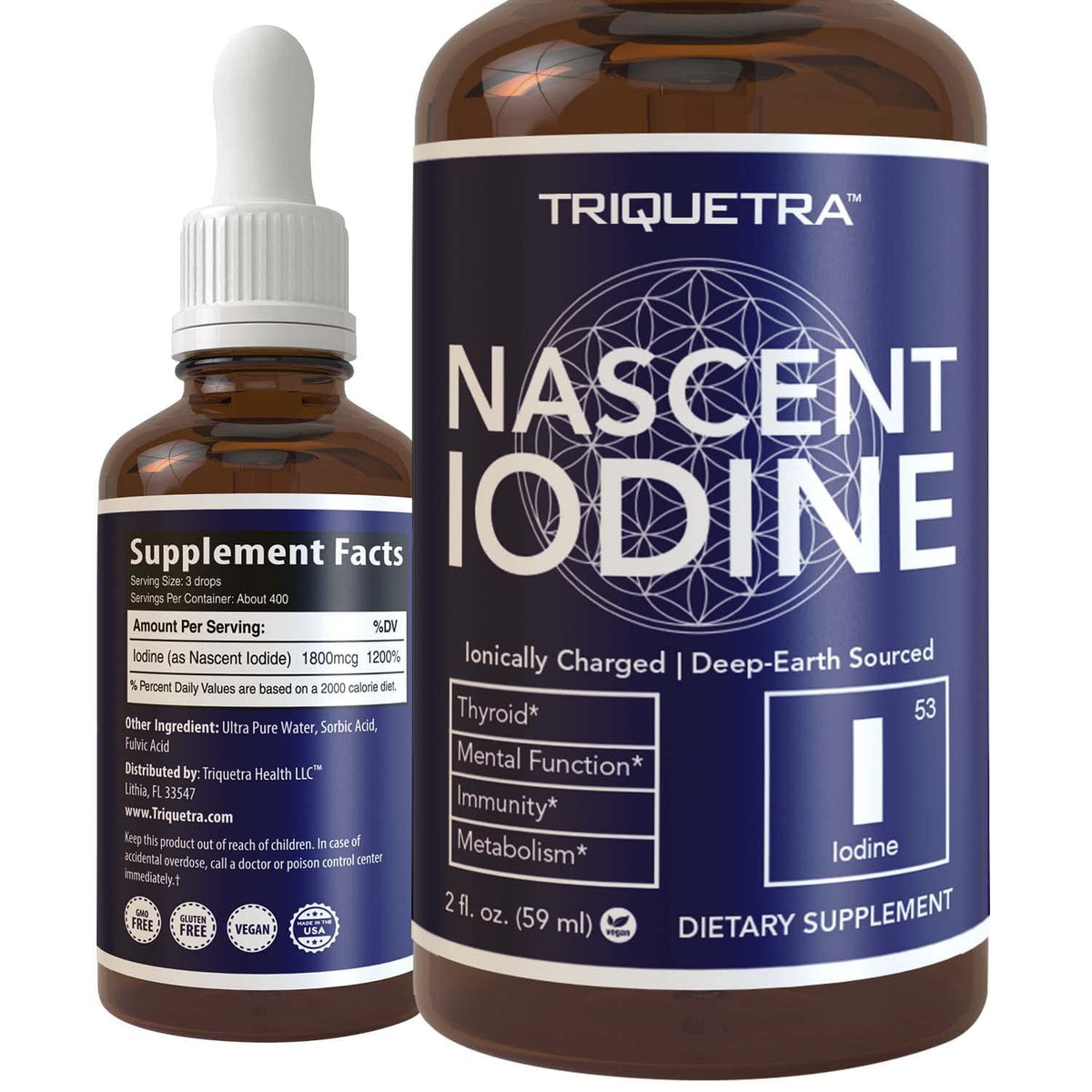 Triquetra Health Nascent Iodine Supplement Liquid - 400 Servings