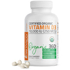 Bronson Vitamin D3 10,000 IU USDA Organic - 360 Tablets