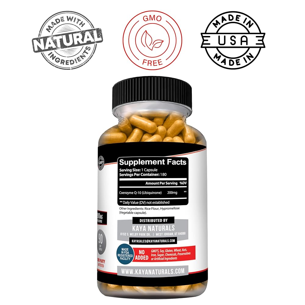 Kaya Naturals CoQ10 200mg Antioxidant Supplement - 180 Vegetarian Capsules - image 3