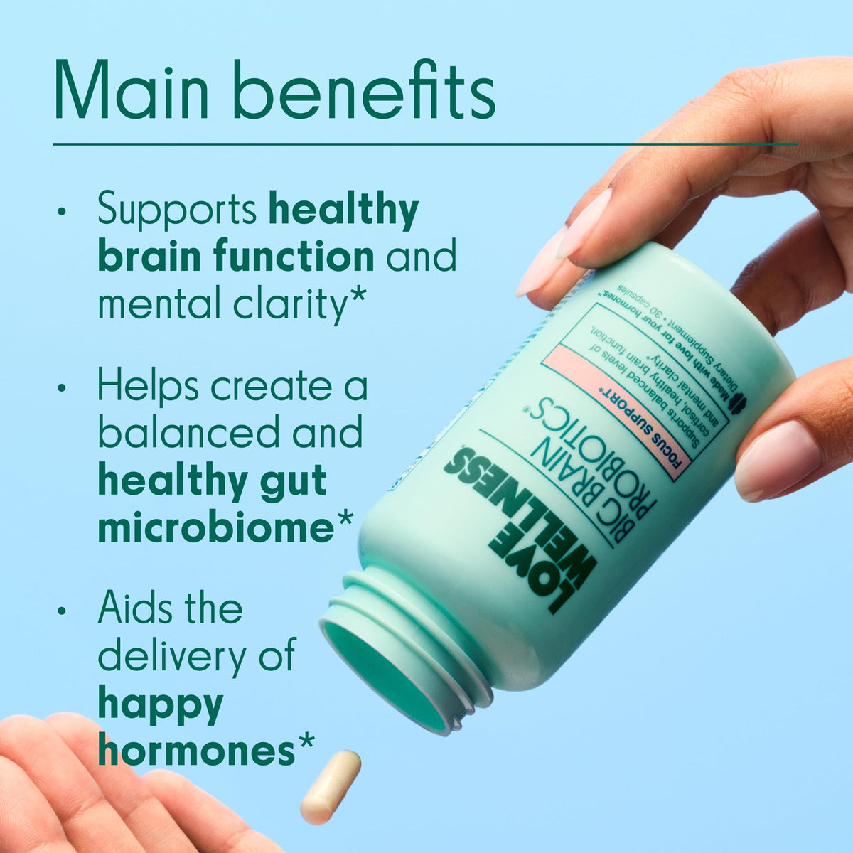 Love Wellness Big Brain Probiotic with Lion's Mane - 30 Capsules - image 3