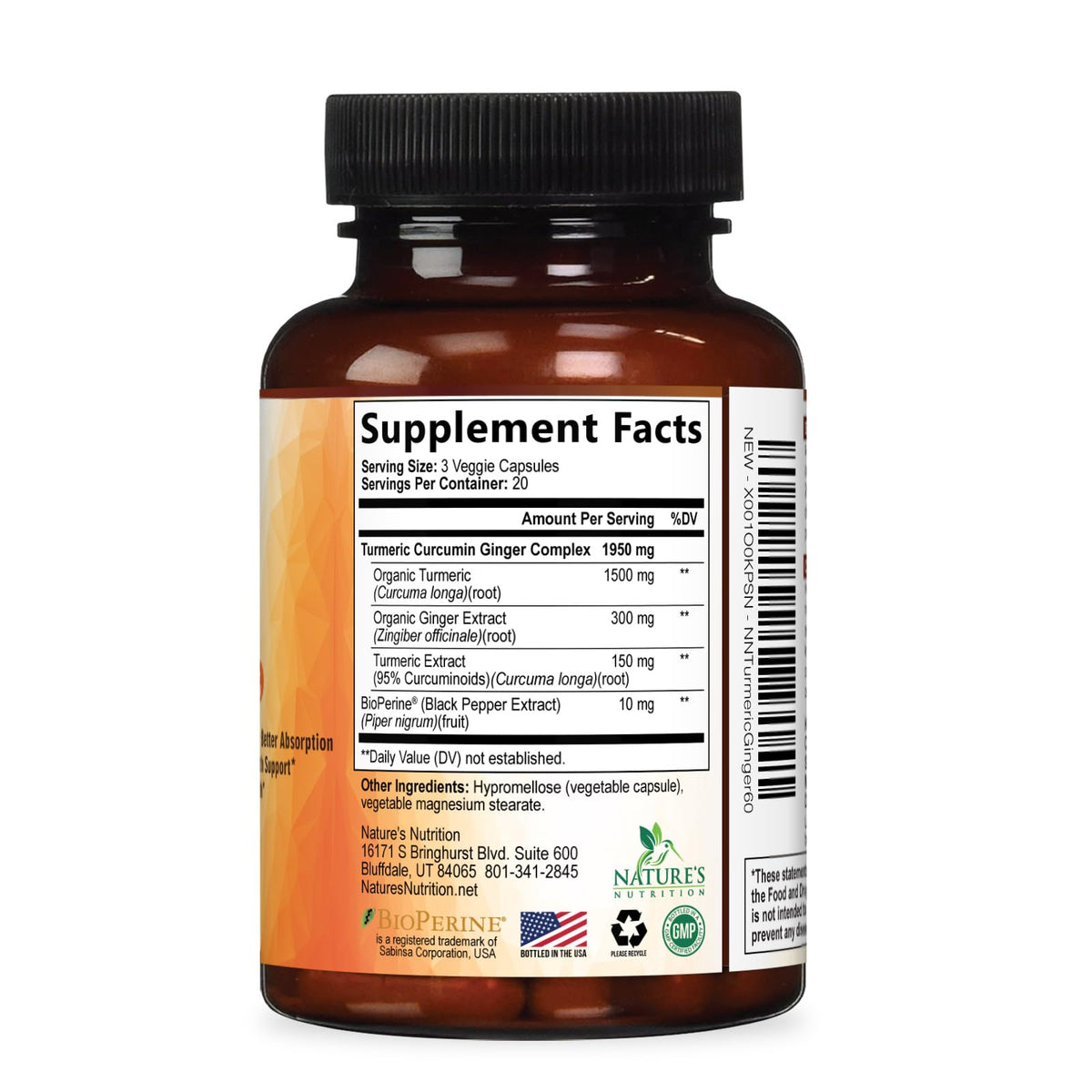 Nature's Nutrition Turmeric Curcumin Supplement - 95% Curcuminoids
