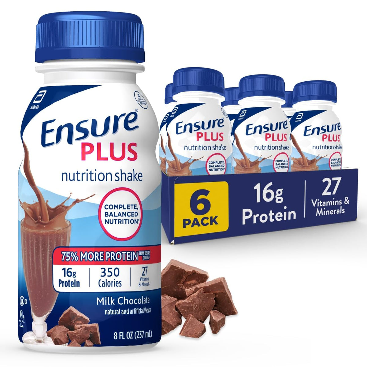 Ensure Plus Milk Chocolate Nutrition Shake - 6 Pack