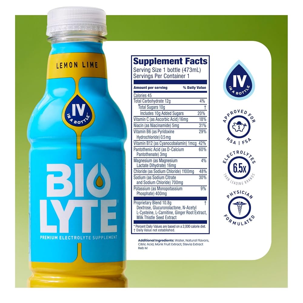 BIOLYTE Electrolyte Drink Doctor-Formulated Hydration - 12 Pack - image 2