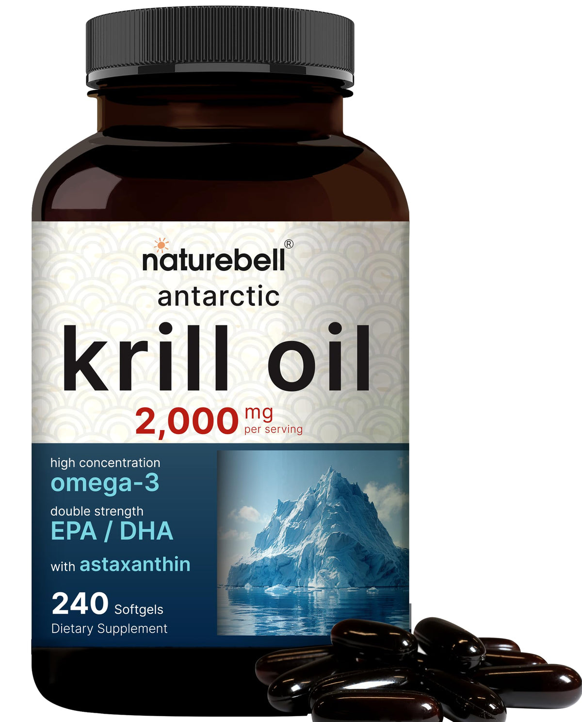 NatureBell Antarctic Krill Oil 2000mg Omega-3 - 240 Softgels