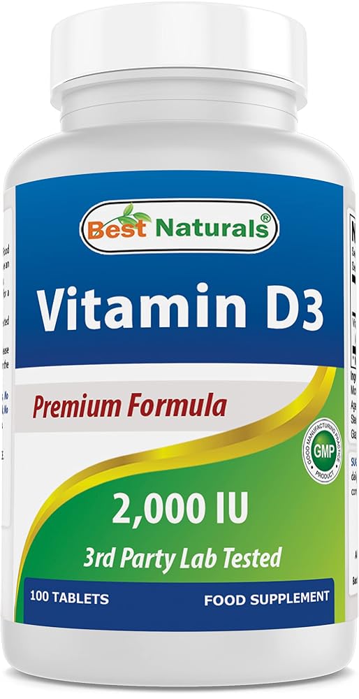 Best Naturals Vitamin D3 2000 IU (50 mcg) - 100 Tablets - 100 Days