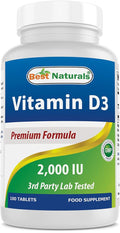 Best Naturals Vitamin D3 2000 IU (50 mcg) - 100 Tablets - 100 Days