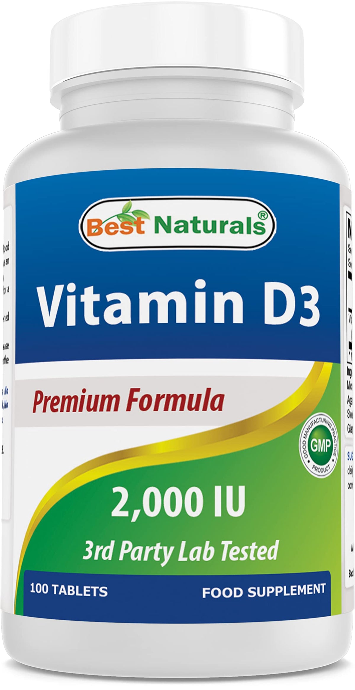 Best Naturals Vitamin D3 2000 IU (50 mcg) - 100 Tablets - 100 Days