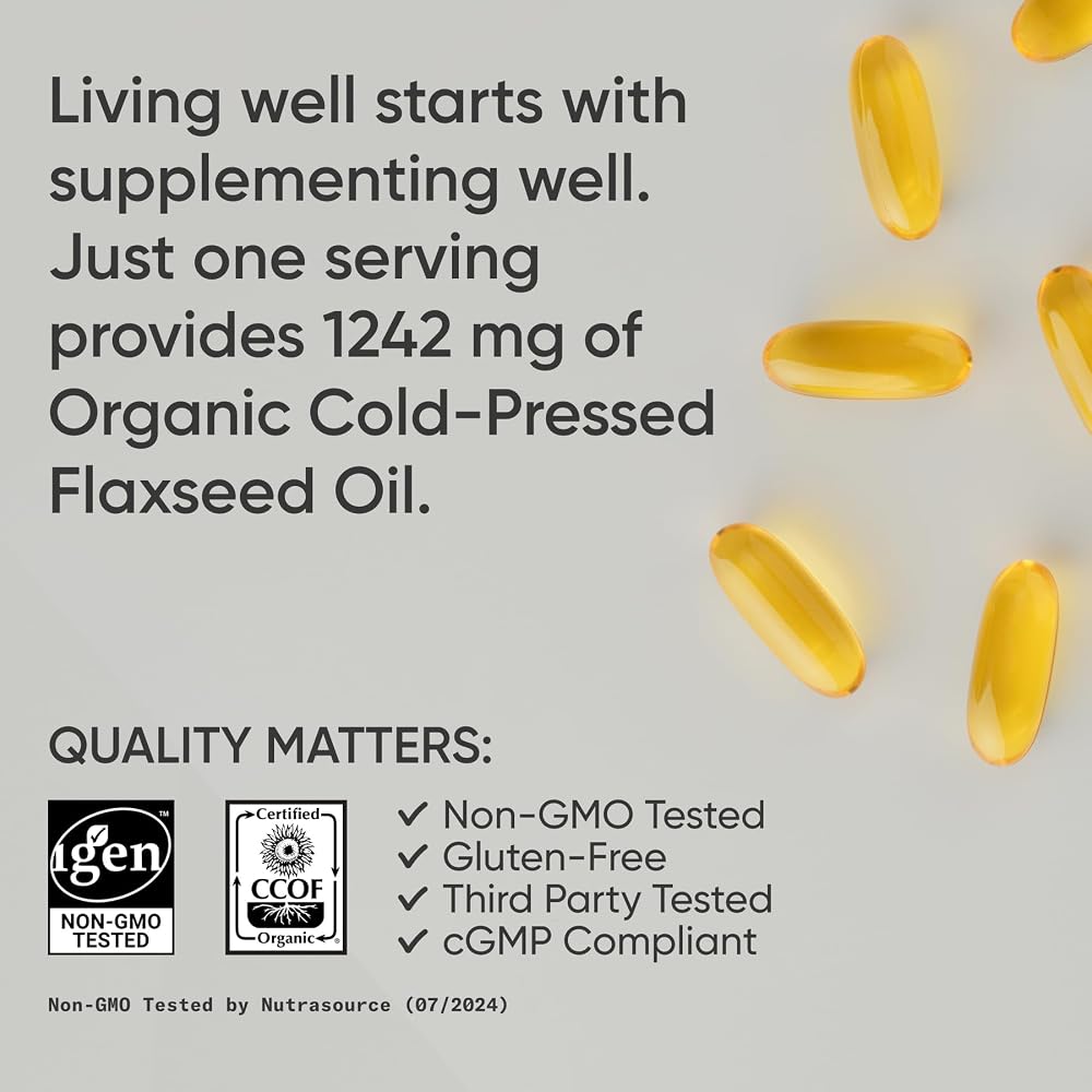 Sports Research Organic Flaxseed Oil 1242mg - 200 Softgels - image 4