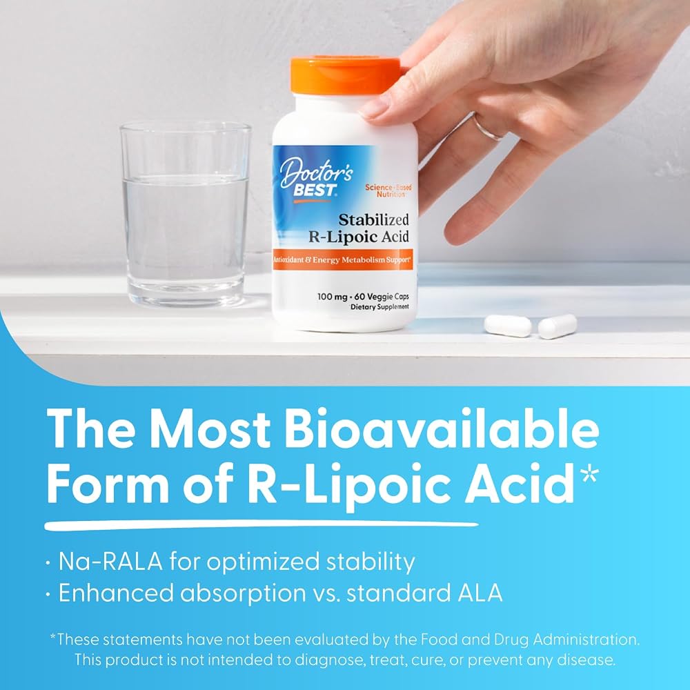Doctor's BEST Stabilized R-Lipoic Acid 100 mg - 60 Vegetarian Capsules - image 3