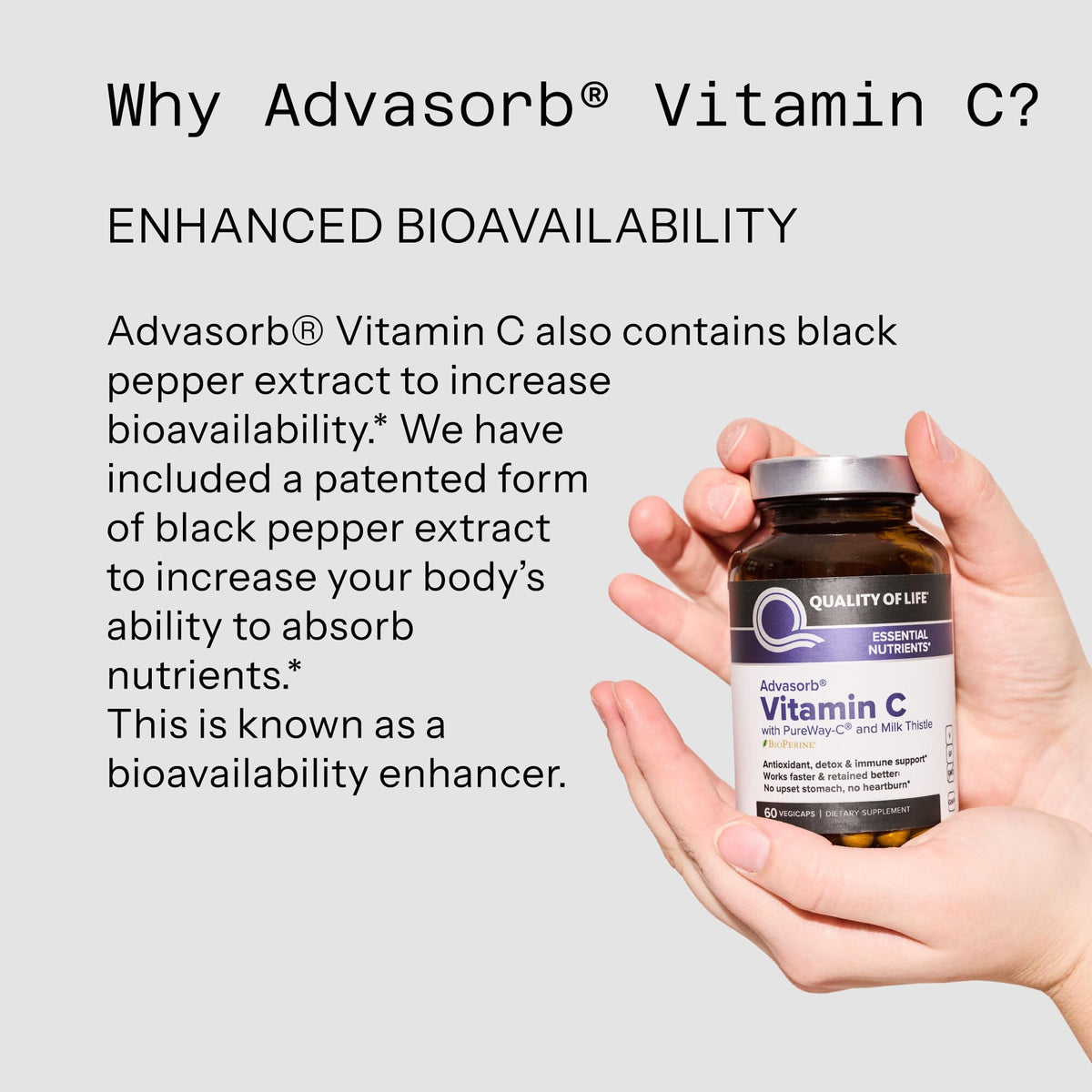 Quality of Life Advasorb Vitamin C Supplement - 60 Vegetarian Capsules - image 4