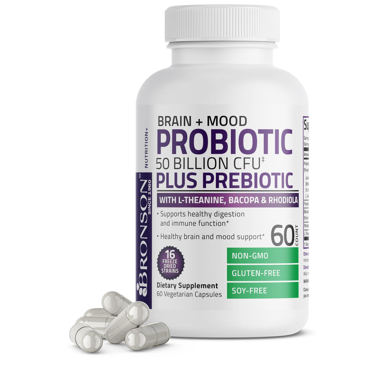 Bronson Brain + Mood Probiotic 50 Billion CFU - 60 Capsules - image 5