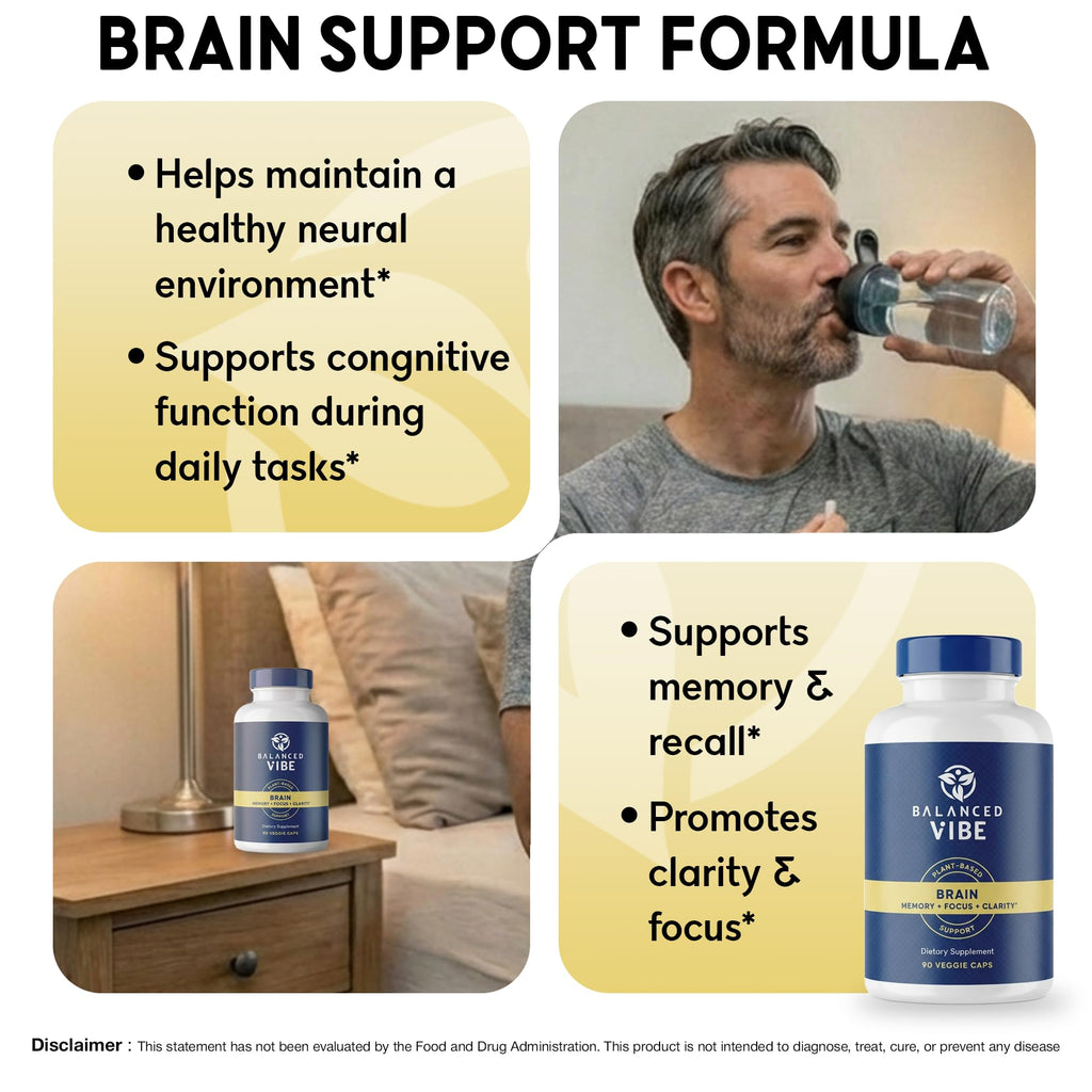 Balanced Vibe Brain Supplement 8 in 1 with Lion's Mane - 90 Capsules - image 2