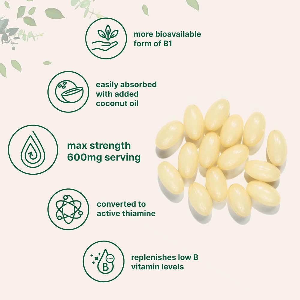 Micro Ingredients Vitamin B1 Benfotiamine 600mg - 240 Softgels - image 4