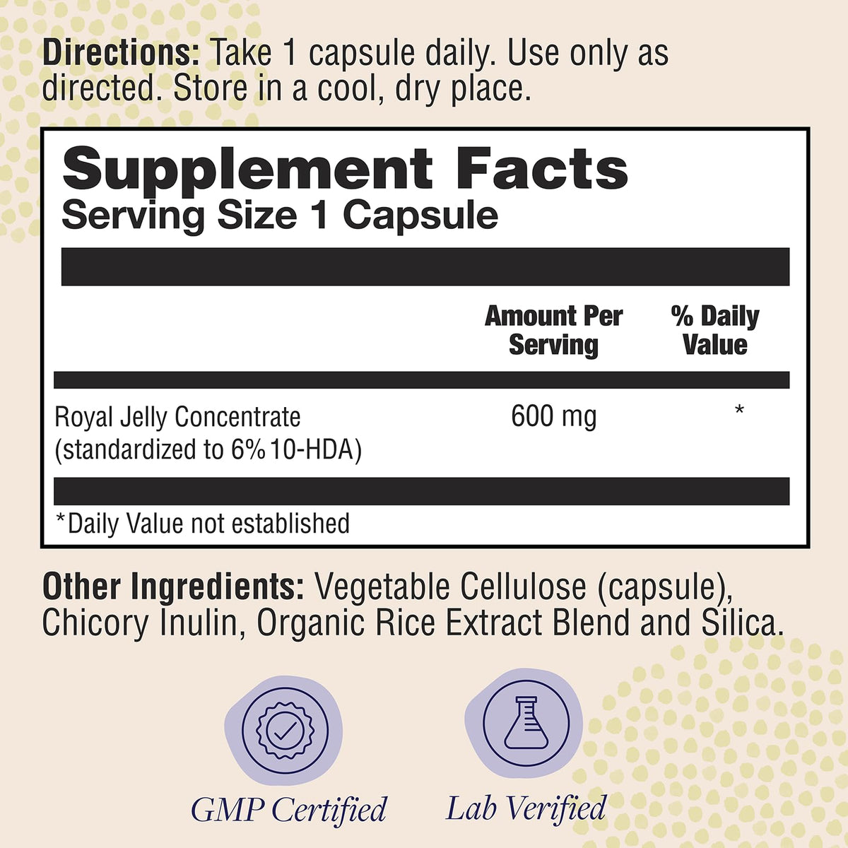 ZAND Honey Gardens Royal Jelly 600mg Capsules - 30 Vegetarian Capsules - image 2