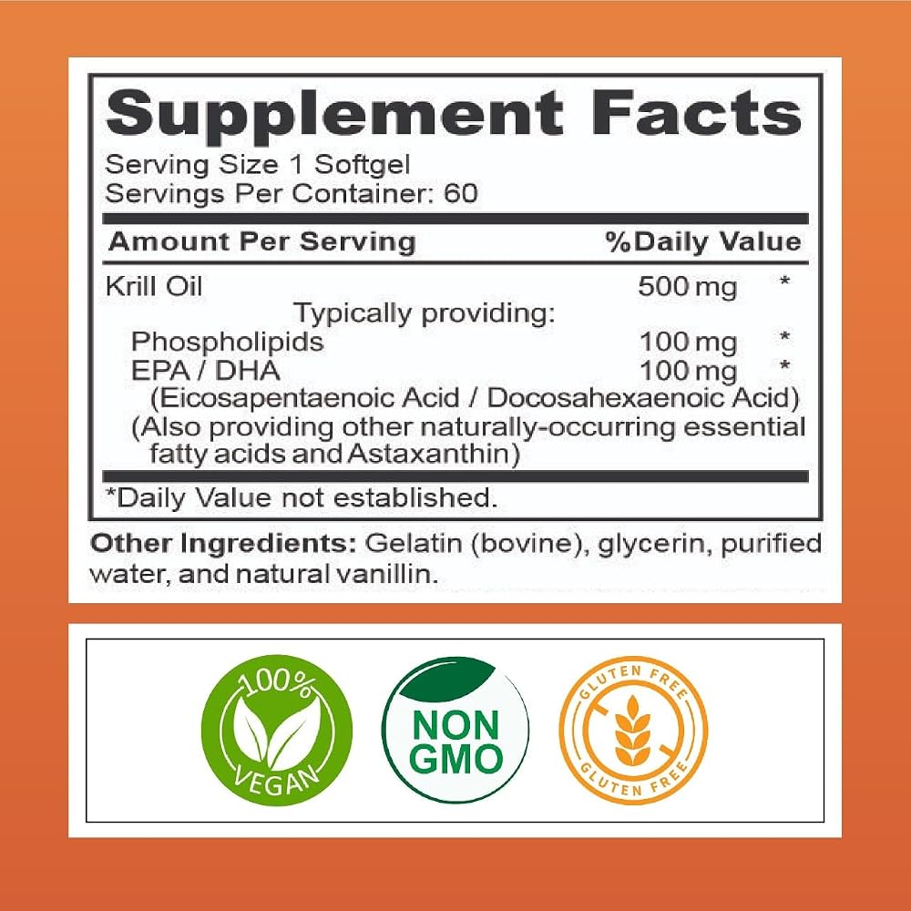 Kurryculum Krill Oil 500mg Omega-3 with Astaxanthin - 60 Softgels - image 5