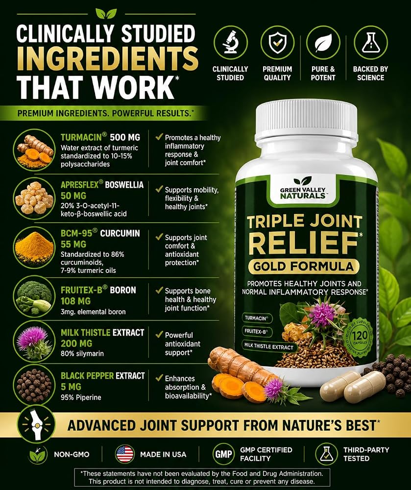 Green Valley Naturals Triple Joint Relief Gold - 120 Capsules - image 5