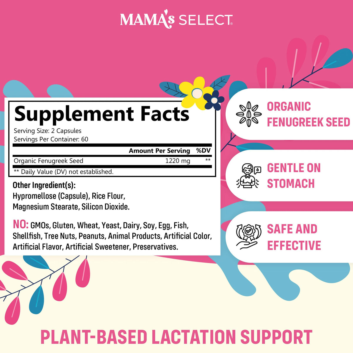 Mama's Select Organic Fenugreek Lactation Supplement - 120 Capsules - image 2