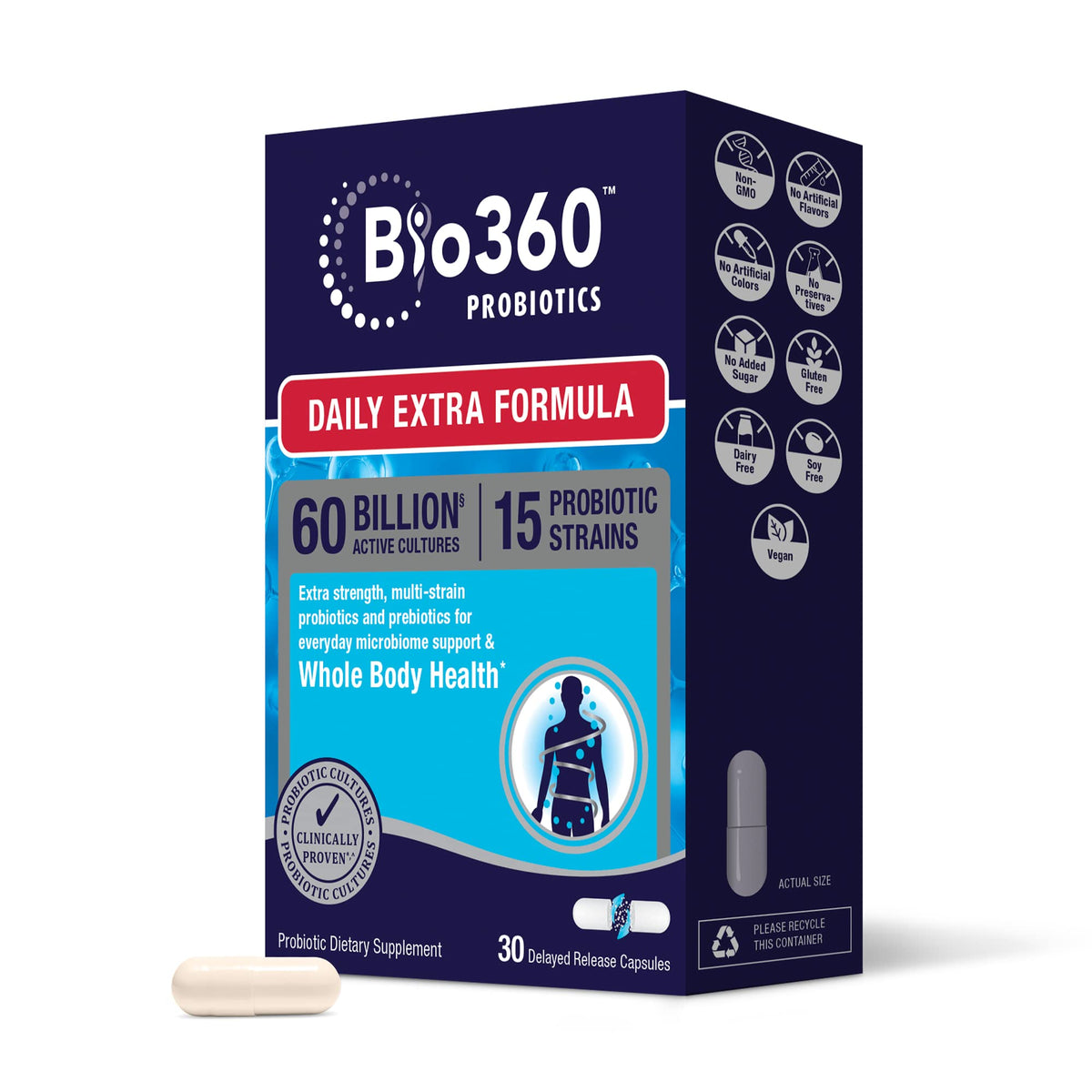 Bio360 Extra Strength Probiotic 60 Billion CFU - 30 Capsules