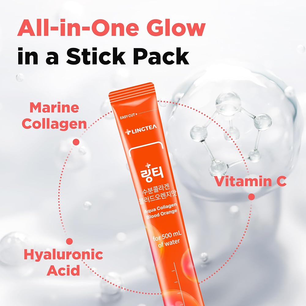 LINGTEA Collagen Drink Mix Blood Orange - 10 Stick Packs - image 3