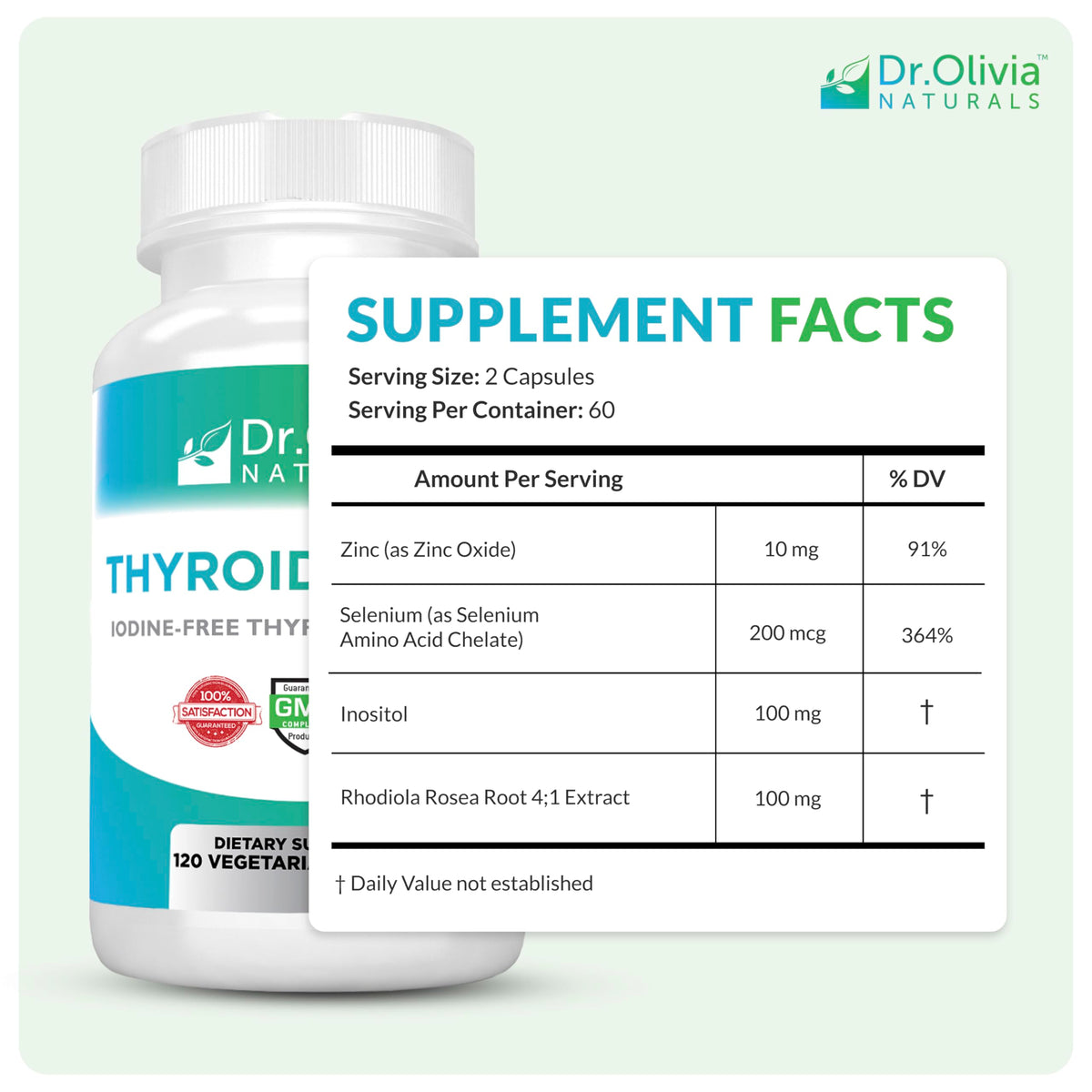 Dr. Olivia Naturals Thyroid Shield Supplement - 120 Vegetarian Capsules - image 2