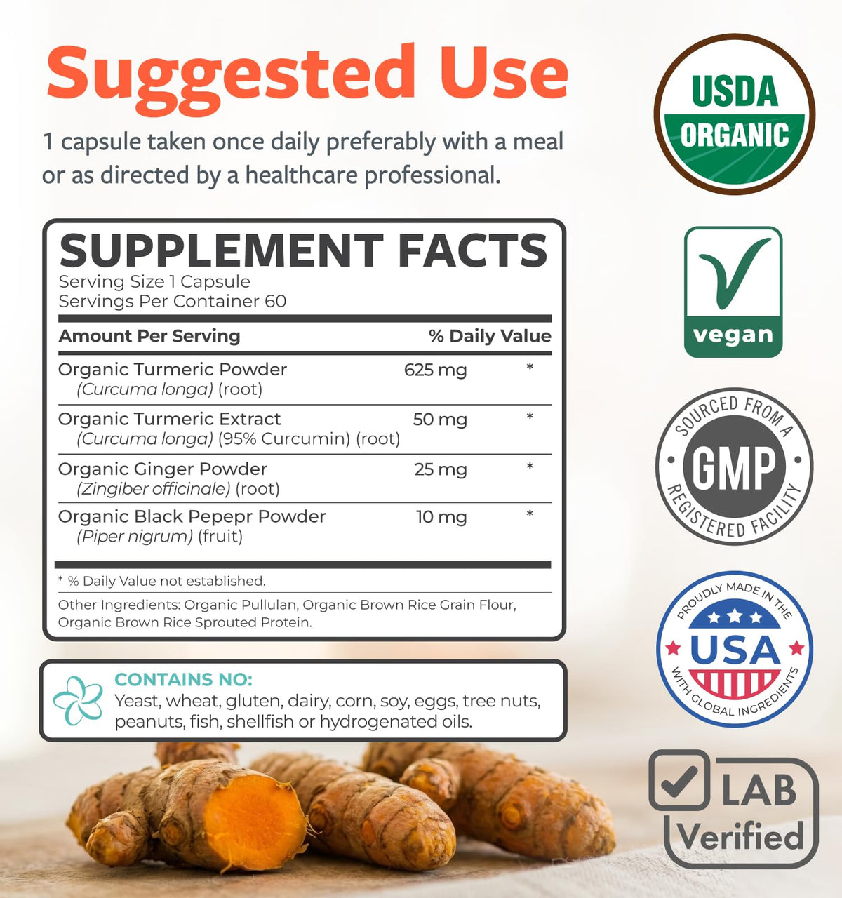 PURE CO Organic Turmeric Ginger Black Pepper Supplement - 60 Capsules - image 6