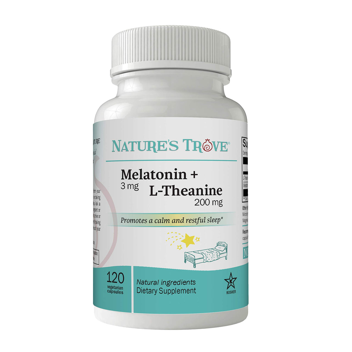 Nature's Trove Melatonin 3mg + L-Theanine 200mg Sleep Support