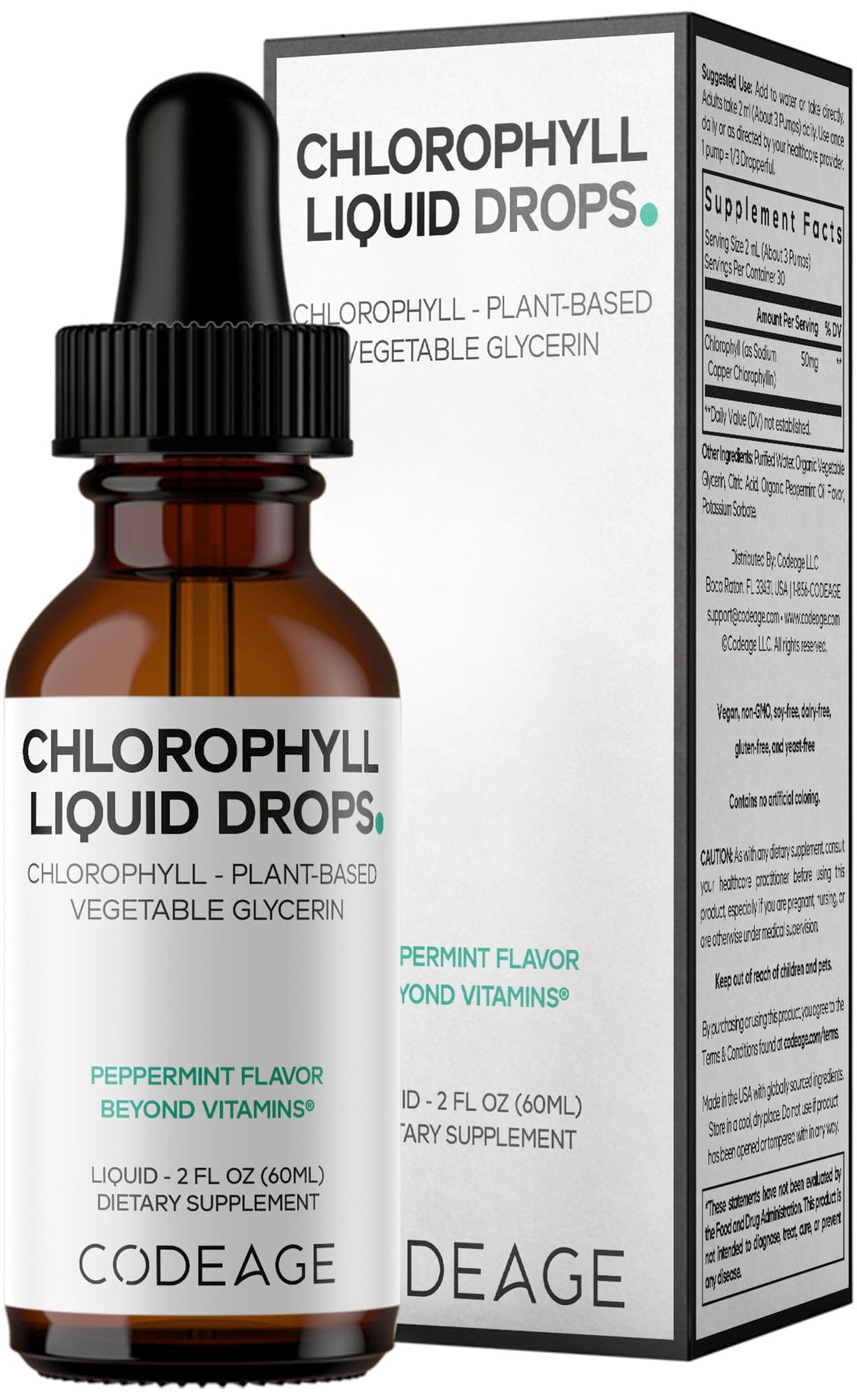Codeage Chlorophyll Liquid Drops Organic Peppermint - 2 Fl Oz