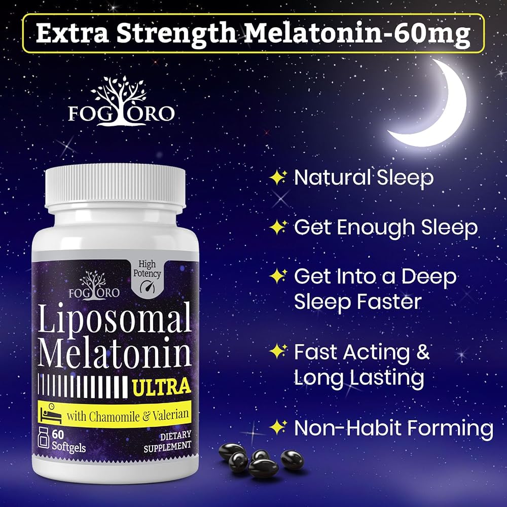 Fogoro Melatonin 60mg-Fall Asleep Faster, Stay Asleep Longer,High Dose