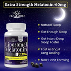 Fogoro Melatonin 60mg-Fall Asleep Faster, Stay Asleep Longer,High Dose