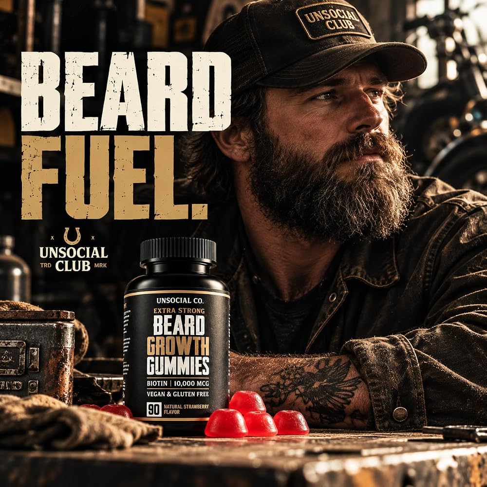Unsocial Pomade Beard Growth Gummies with Biotin - 90 Gummies - image 4